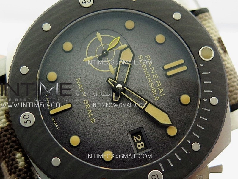 PAM1669 Carbotech 47mm VSF 1:1 Best Edition Ombre Black Dial Blue Markers On Camouflage Strap P.900 Clone